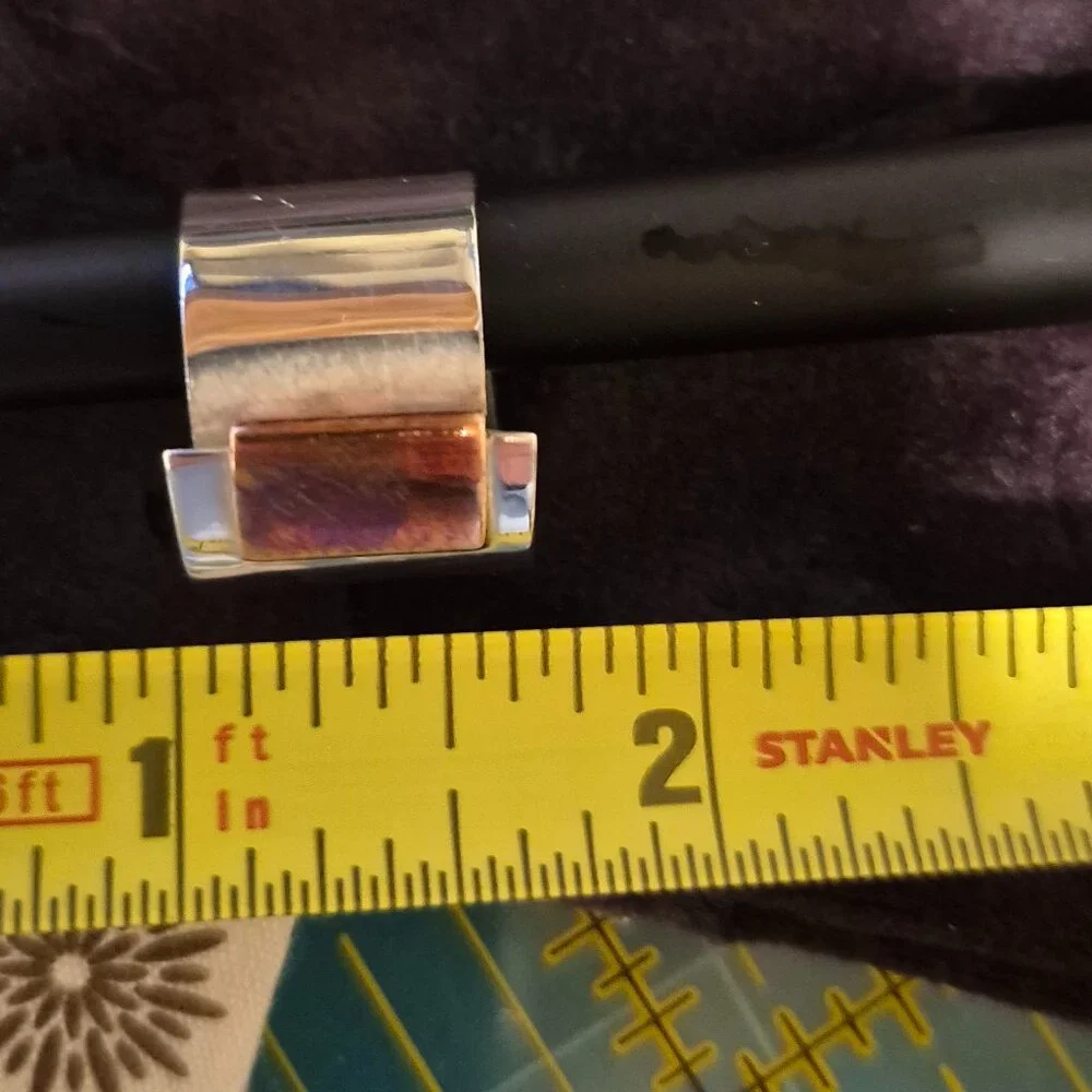 STERLING SILVER Adjustable RING with Copper Accent on front.. - Picture 3 of 8